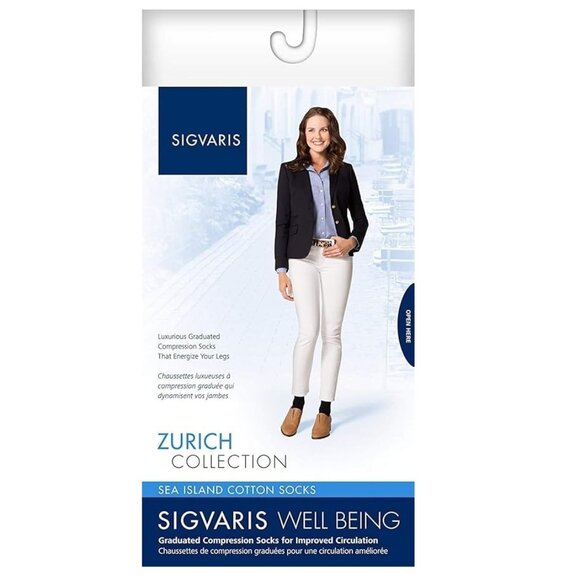 Sigvaris Sea Island Cotton 151 Women's 15-20 mmHg Compression Calf Stockings - Picture 3 of 3